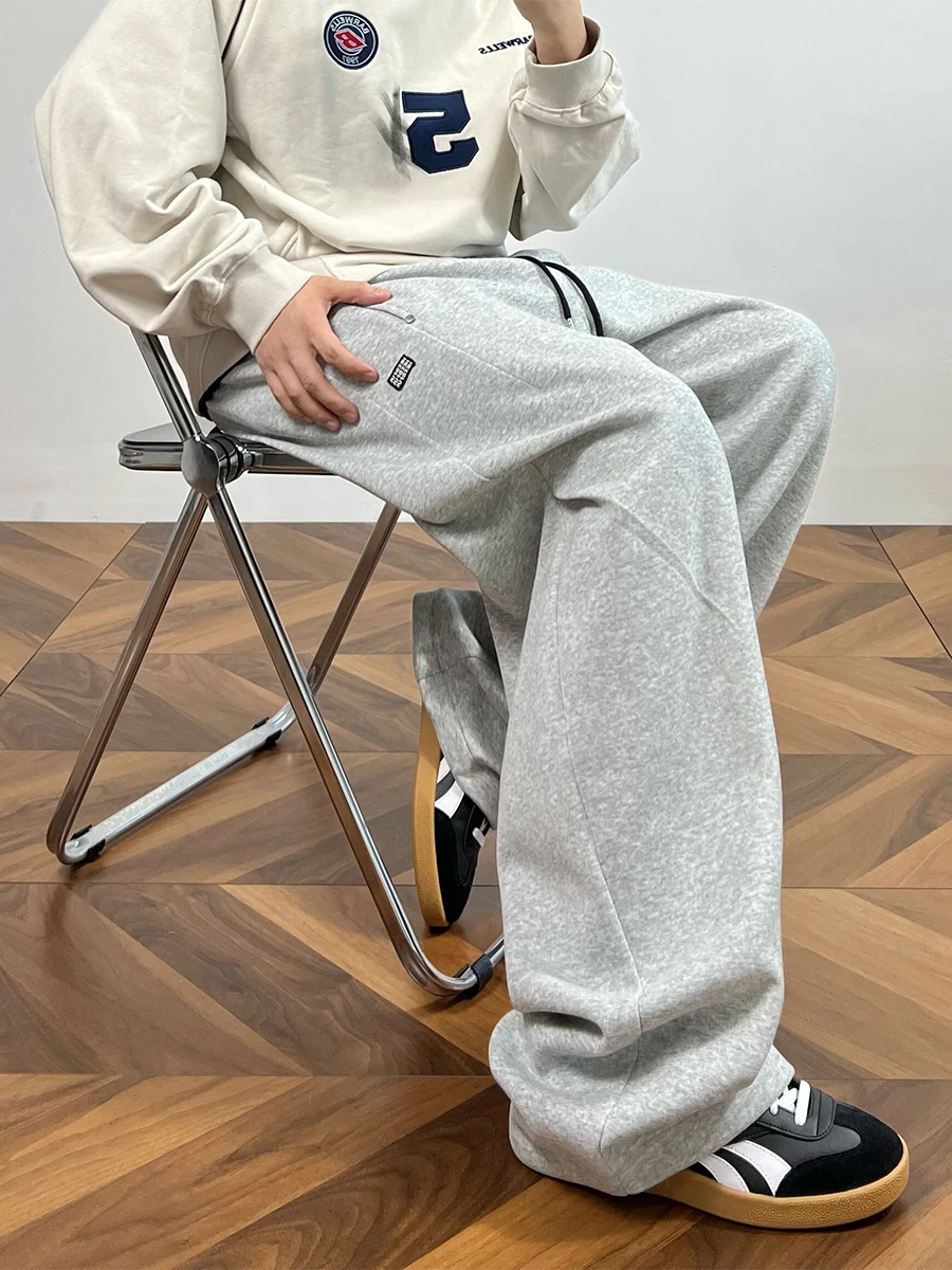 

Мужские спортивные брюки American Sle Fce с подкладкой, теплые, прямого кроя, свободные, длинные, повседневные, для осени и зимы