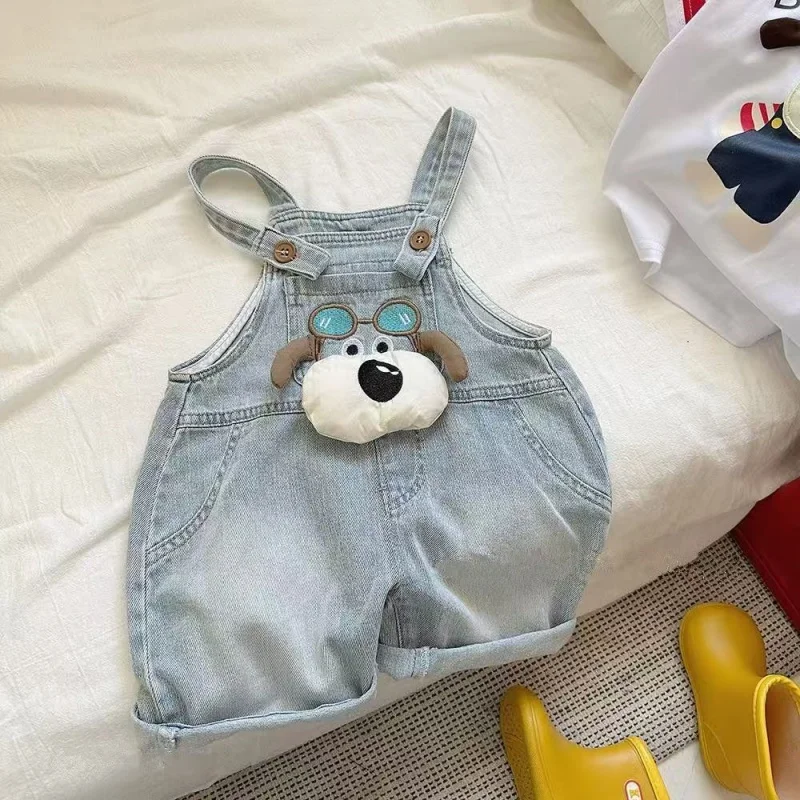 Baby Denim Overalls Shorts Kinderkleding Zomer Nieuwe Koreaanse versie Jongen en meisje Cartoon Puppy Casual Shorts