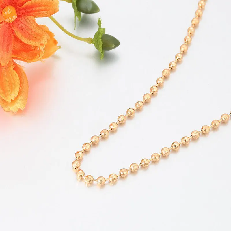 XP Jewelry -- 45 cm x 3 mm 18 k Gold Plated Beads Chains Necklaces for Women Men Matching Pendants