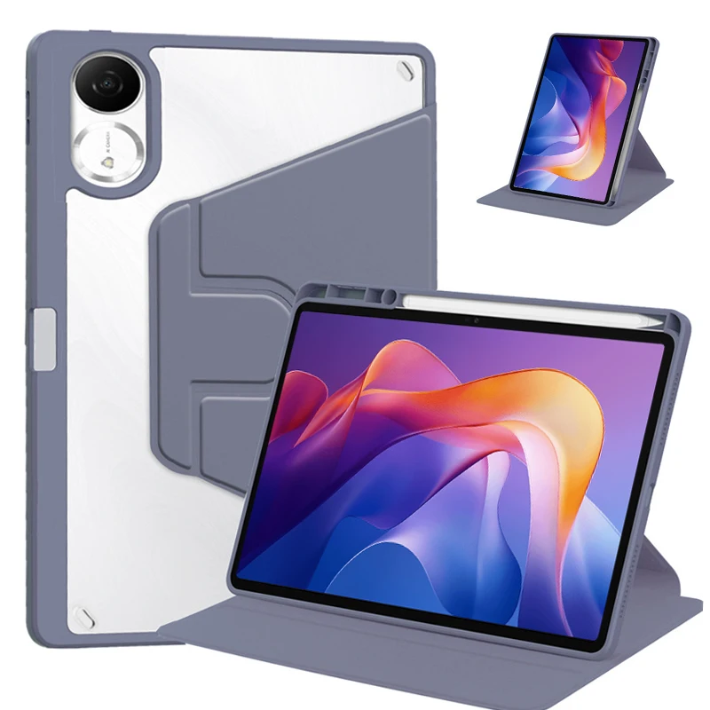 

Чехол для Redmi Pad 2 с держателем для ручек, вращающийся на 360 градусов акриловый прозрачный жесткий чехол для планшета Funda для Xiaomi Redmi Pad 2 2025 11 дюймов, чехол Coque