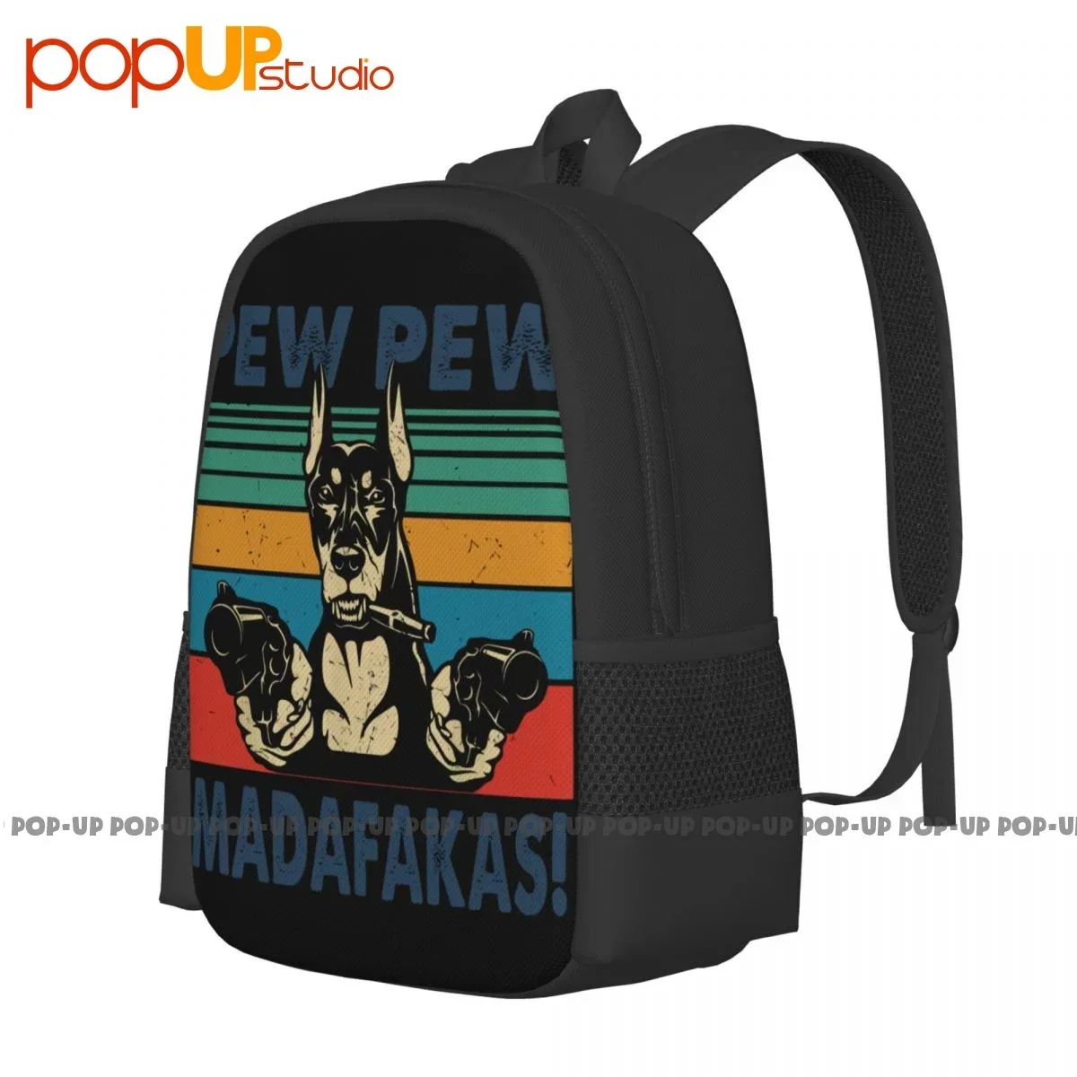 Doberman Dog Pew Madafakas Dog Gangster With Gun Backpack Large Capacity Newest Shoe Bag Gymnast Bag Bags For Travel