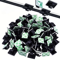 50pcs Adhesive Cable Clips Wire Clips Cable Wire Management Wire Cable Holder Clamps Cable Tie Holder For Car, Office And Home