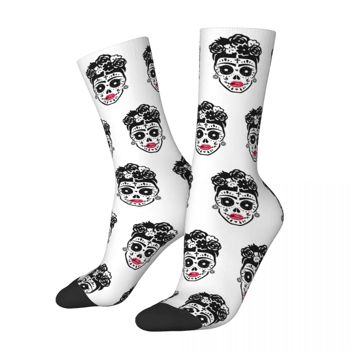 Calzini da basket Hip-hop Frida Day Of The Dead Skull calzini a tubo centrale in poliestere per Unisex traspiranti