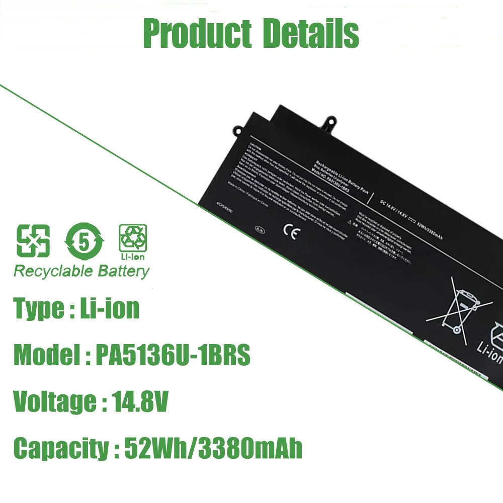 New 52Wh PA5136U-1BRS Laptop Battery for Toshiba Portege Z30 Z30-A Z30-B K10M Z30-A1301 Z30-AK01S Z30-AK22S Z30-AK32S Z30-C