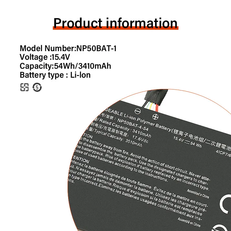 Imagem -05 - Bateria do Portátil para Toshiba Np70 Jiangxin X17 At22 Jiangxin X15 Xs22 Xs2023 Hasee T8-da7np i7 Np50bat454 687-npsks-53g00