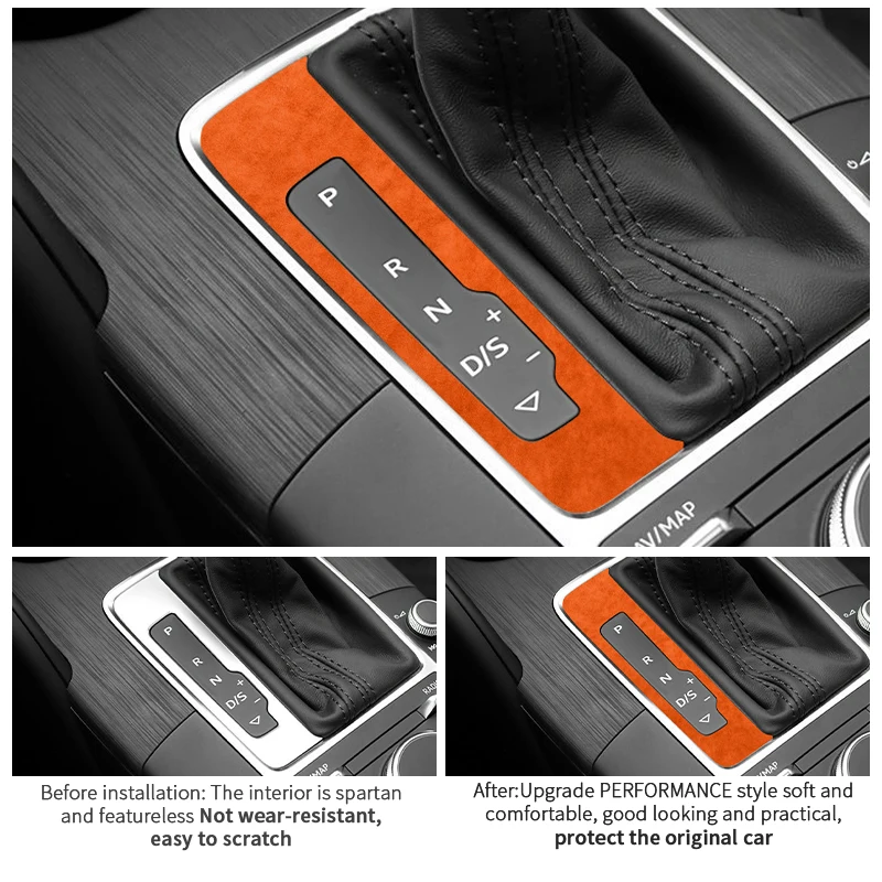 For Audi Sport 8V A3 S3 (2014-2019) Gear Shifter Cover Panel Trim Stickers Made of Alcantara Car Interior Tuning Accessories view 2