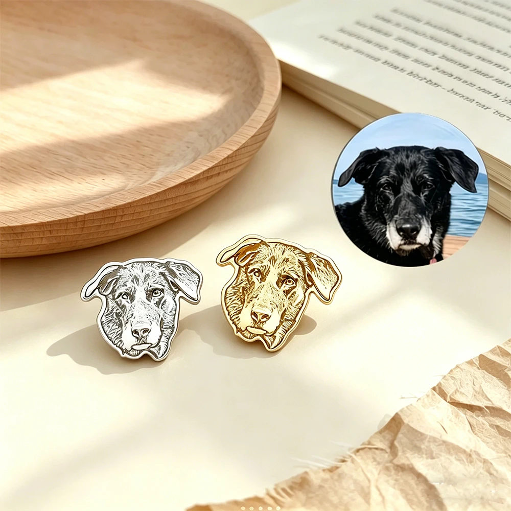

Custom pets avatar stainless steel brooch personalized cat & dog photo chest Best pets lover commemorative gifts fashion jewelry