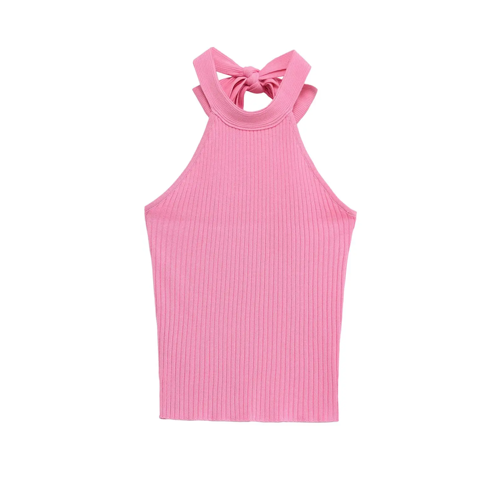 

Korejepo 2025 New Women Vest Fashion Bow Knitted Neck Top European American Style Clothing