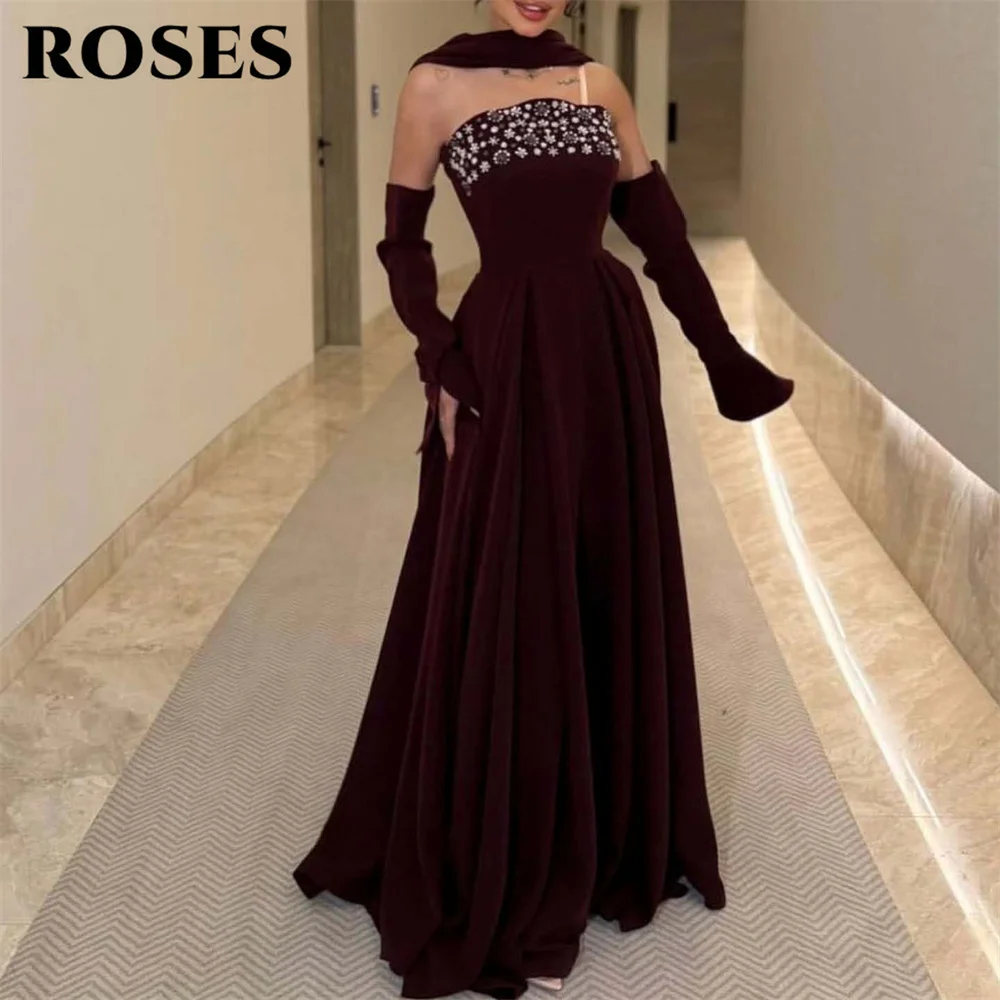 

ROSES бордовое бархатное вечернее платье Саудовская Аравия ночное платье с открытыми плечами платья знаменитостей с длинными рукавами для женщин по индивидуальному заказу