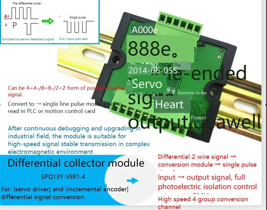 

Differential to Collector Encoder Signal Conversion Differential to Single-ended Compatible NPN and PNP 4 Channels