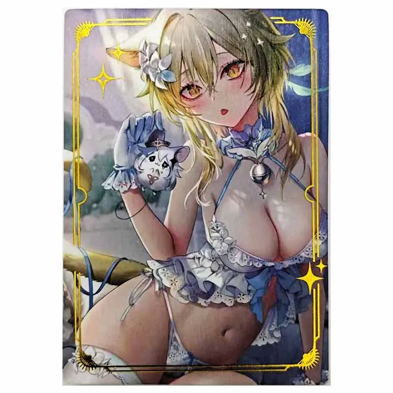 애니메이션 여신 스토리 레어 A6 사이즈 수집용 카드 스파클 모나 섹시 미쿠 카프카 실버 울프 예란 장난감 남자아이 생일 선물