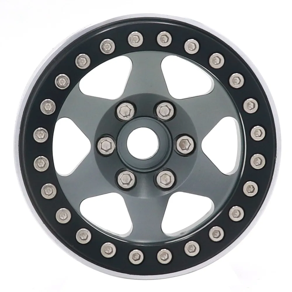 für 1/10 RC Crawler Axial RBX10 SCX10 90046 Capra 1.9 UTB TRX4 RedCat D90 Metall 6 Speichen 1,9 Zoll Beadlock Radnabe Felge