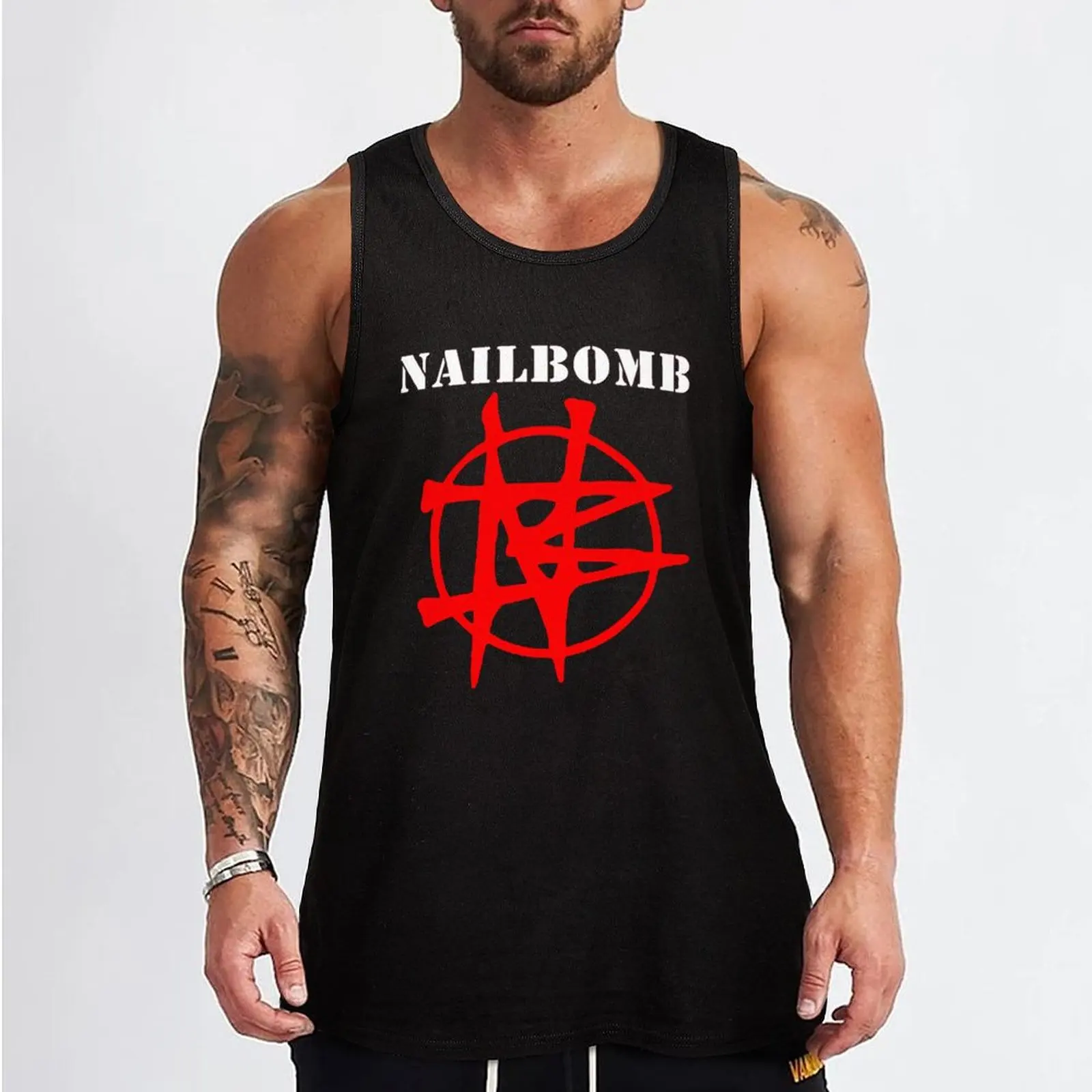 Nailbomb Band Logo, Band name Nailbomb Tank Top anime t-shirts Male vest sports vest