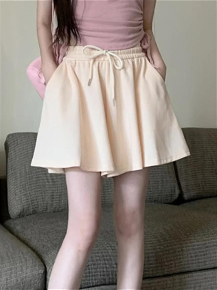 

PLAMTEE Women Sports Shorts Chic Loose Wide Leg Summer 2023 Dance High Street Solid Daily All Match Casual Office Wear Lady