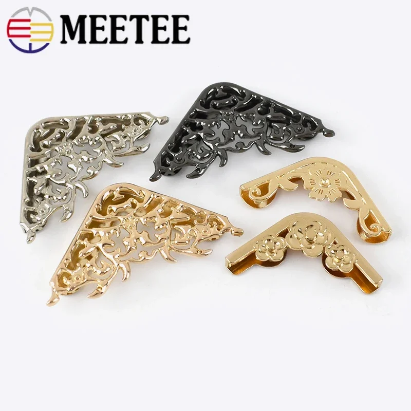 2/4/10Pcs Meetee 40mm Bag Corner with Screw Decoration Hardware Accessories for Handbag Edge Protection Metal Hook Buckle BF215