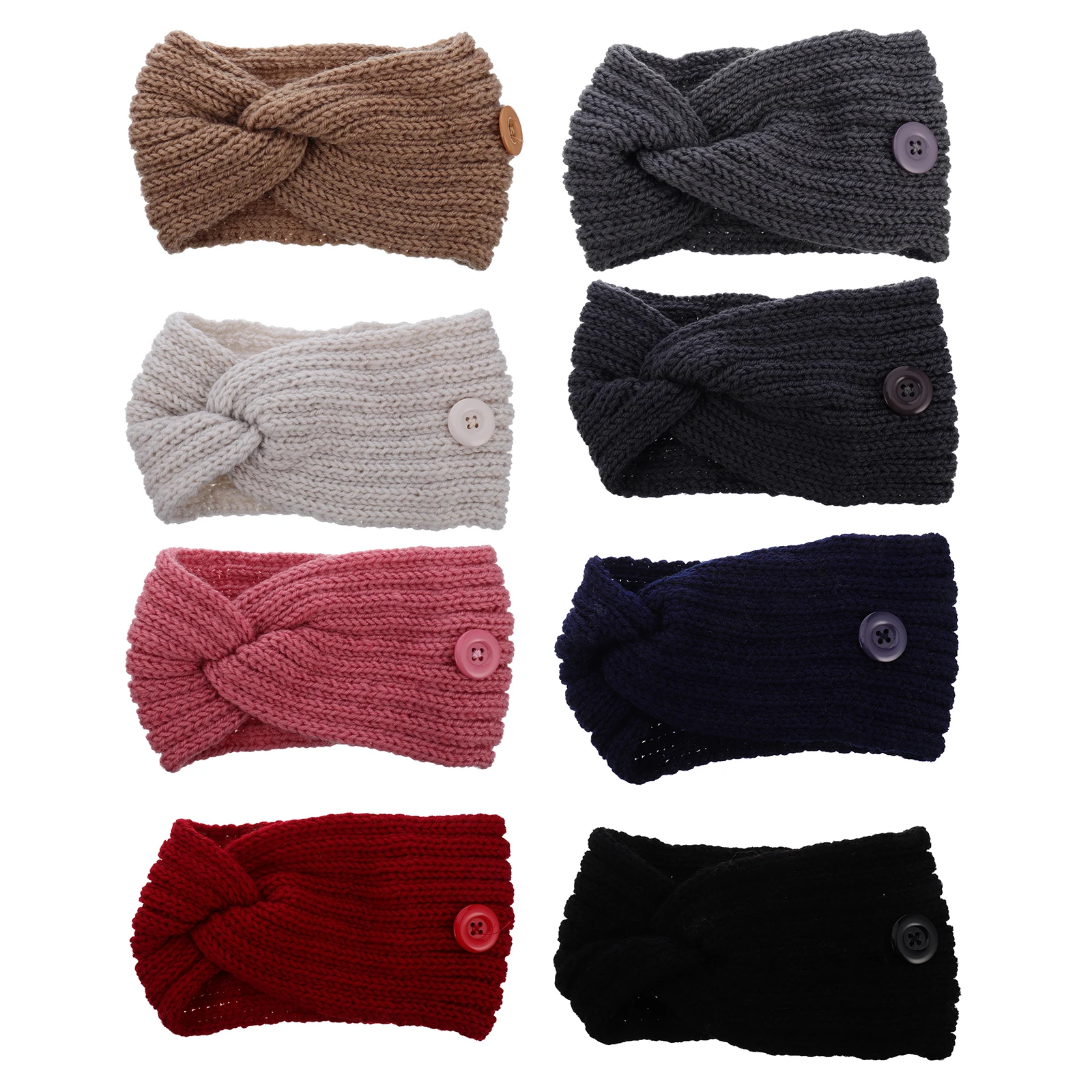 

8 Pcs Warm Woolen Headb s Winter Yarn Mask Hairb Button Soft Durable Ear Comfort Practical Stylish Gifts for Women