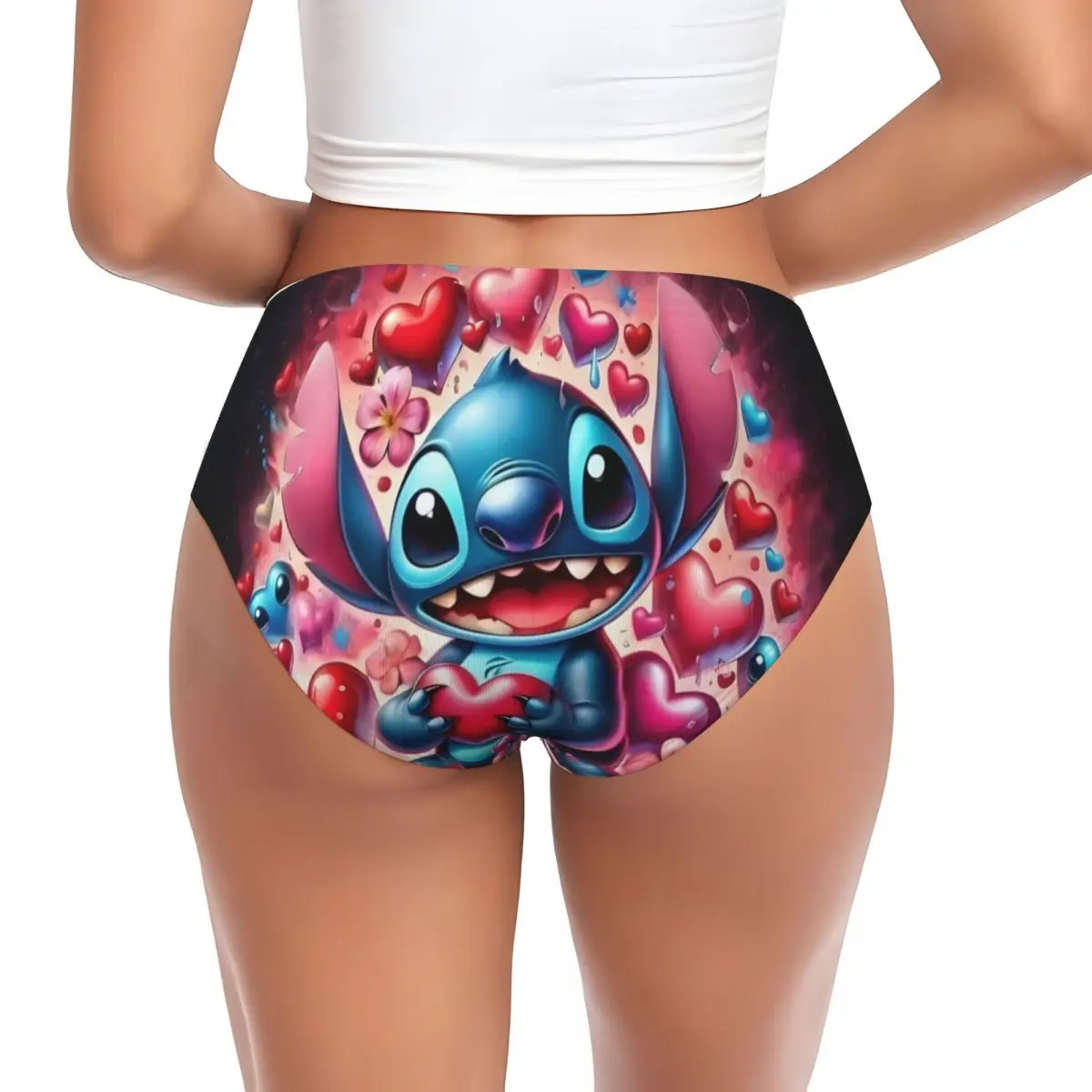 Custom Women Cartoon Lilo And Stitch Brief Panties Female Soft Cute Anime Underwear Underpants