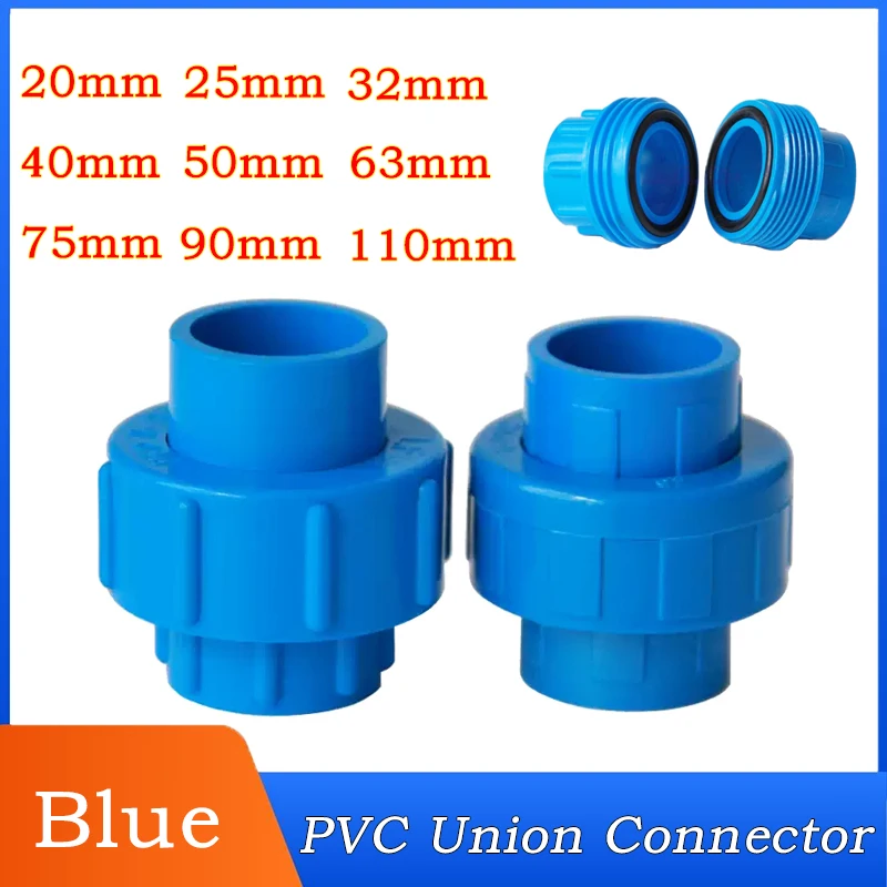

20/25/32/40/50/63/75/90/110mm PVC Union Connector Aquarium Water Tube Pipe Coupling Joints Garden Irrigation Fittings 1PCS