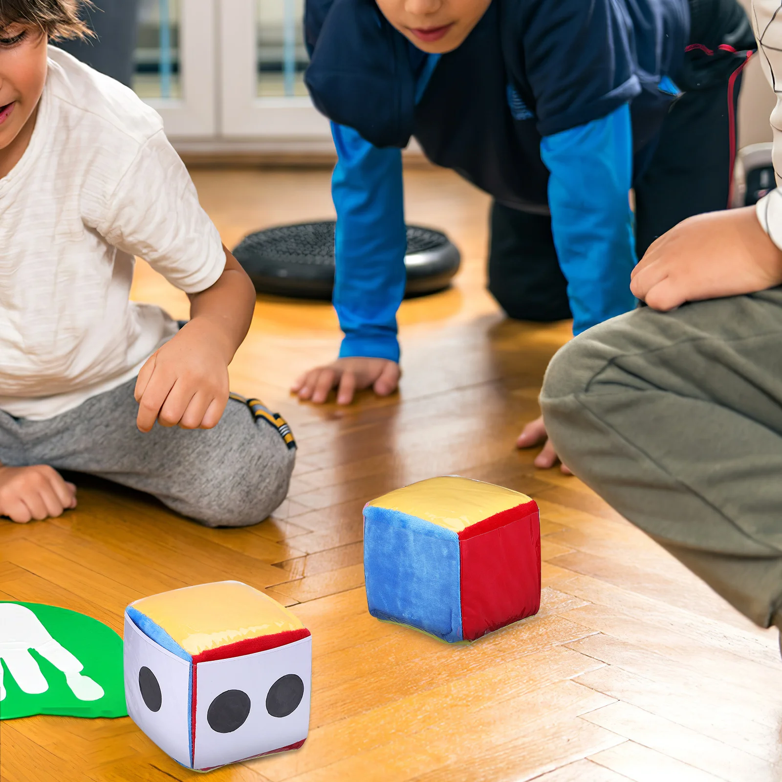 2 Pcs Box Block Plush Toy Learning Games Large Pocket Cloth Plastic Film with Clear Pockets Educational