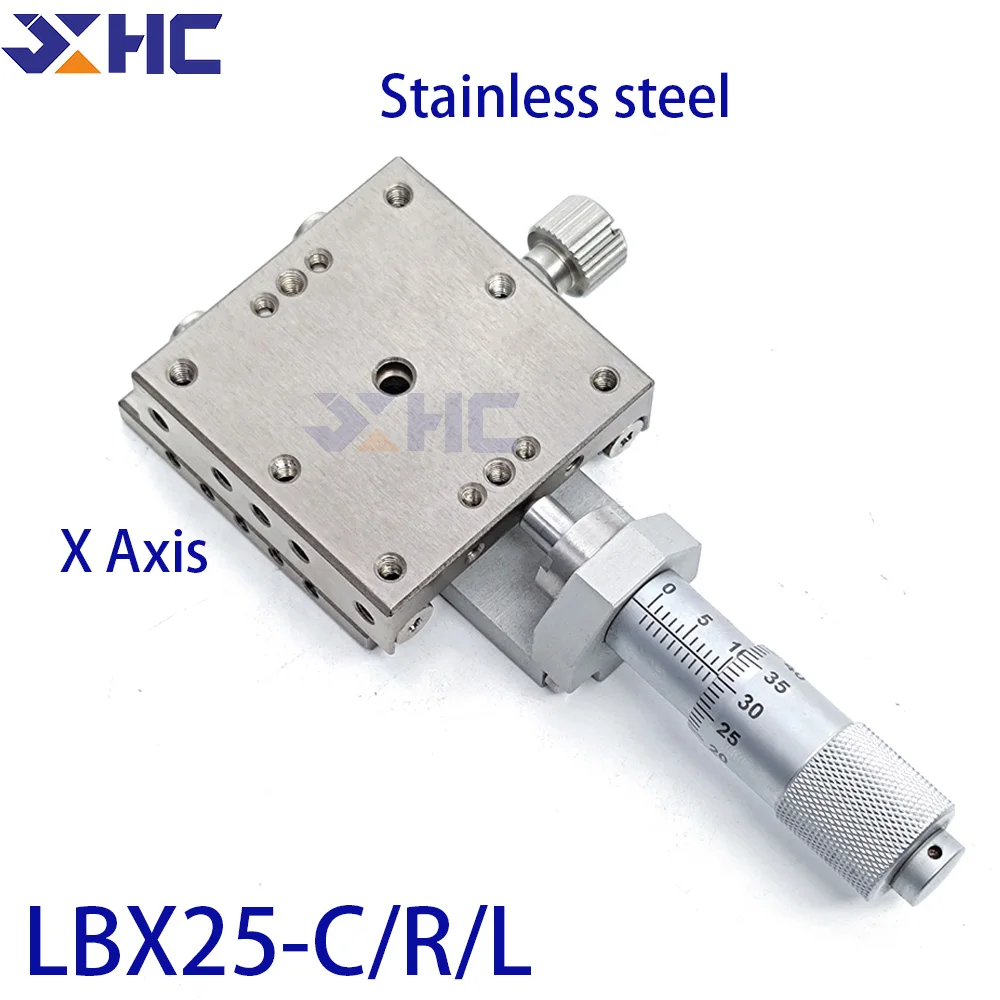 

X Axis 25*25mm LBX25-C LBX25-R LBX25-L Stainless Steel Sliding Table Manual Displacement Platform Linear Stage High Precision