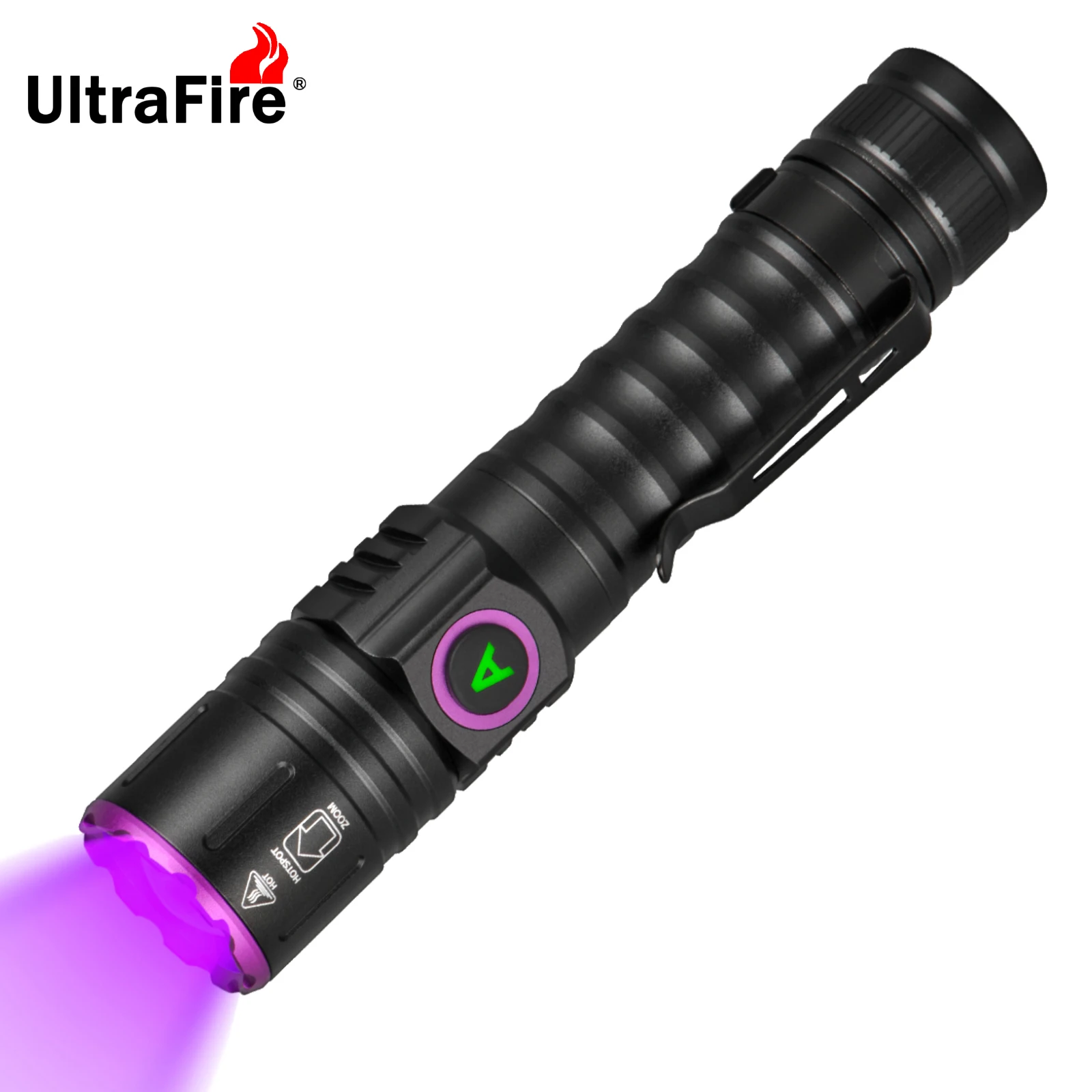 UltraFire SP69 Zoom UV LED Flashlight 365 395nm Type-C Charging 18650 Curing Resin Detection Light Carpet Pet Urine Detector