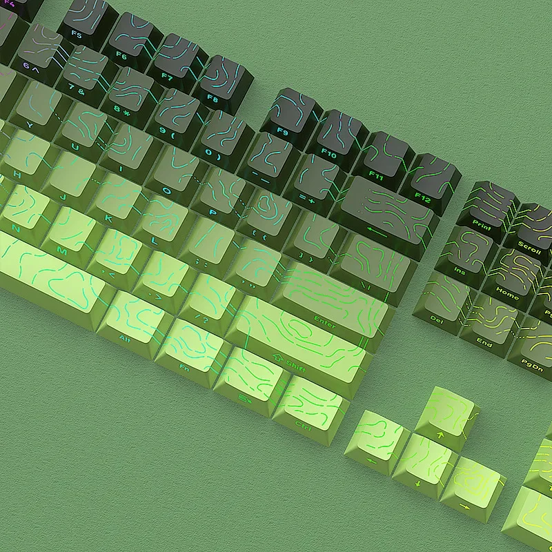 2025 Custom Matcha Contour 4.0 Keycaps Original Height 130-135 Keys Two-Color Gradient Keycaps Small Full Set Cracked Luminous