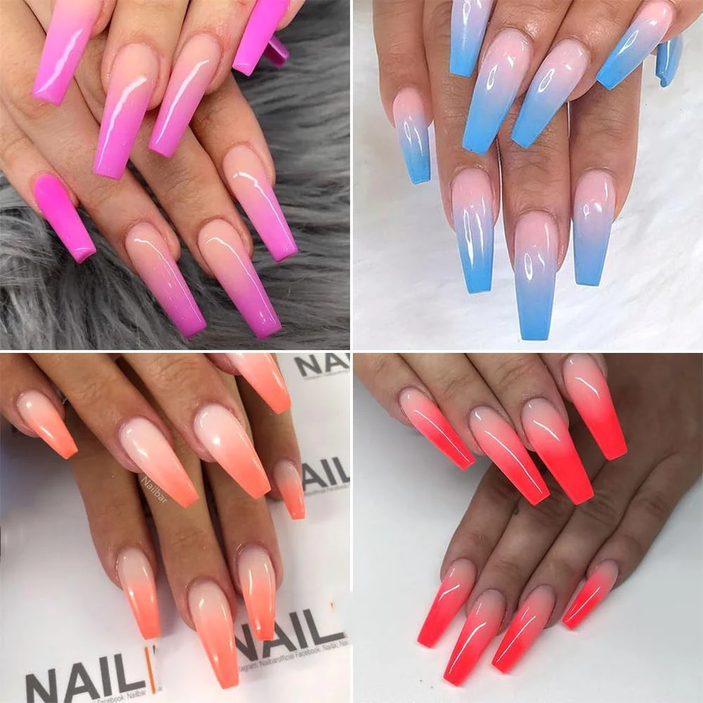 9 kolorów jednolity neonowy Gradient zestaw brokatowych pudrów neonowy lustrzany efekt chromowany proszek do paznokci do wykonania 9 kolorów otarcia Ombre Manicure kurz