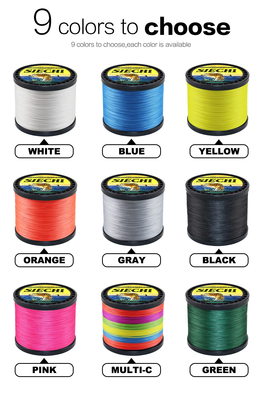 SIECHI X4 Starke 300 M 500 M 1000 M 4 Stränge Geflochtene PE Angelschnur Multifilament Geflecht Draht 12LB 20LB 30LB 43LB 65LB 83LB – Detail 4