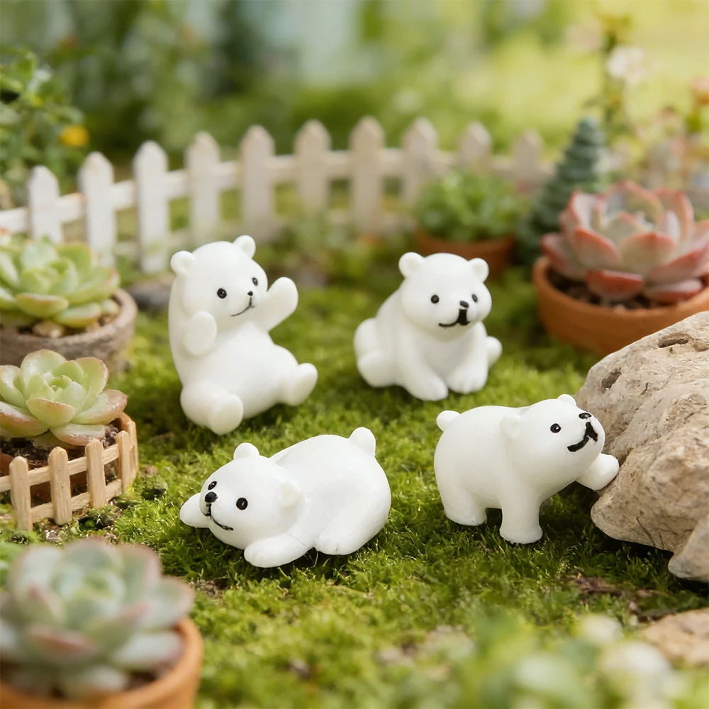 16pcs Miniature Polar Bear Figurines Resin Crafted Handicraft Simulation DIY Aquarium Landscape Dollhouse Decor Bonsai Ornaments