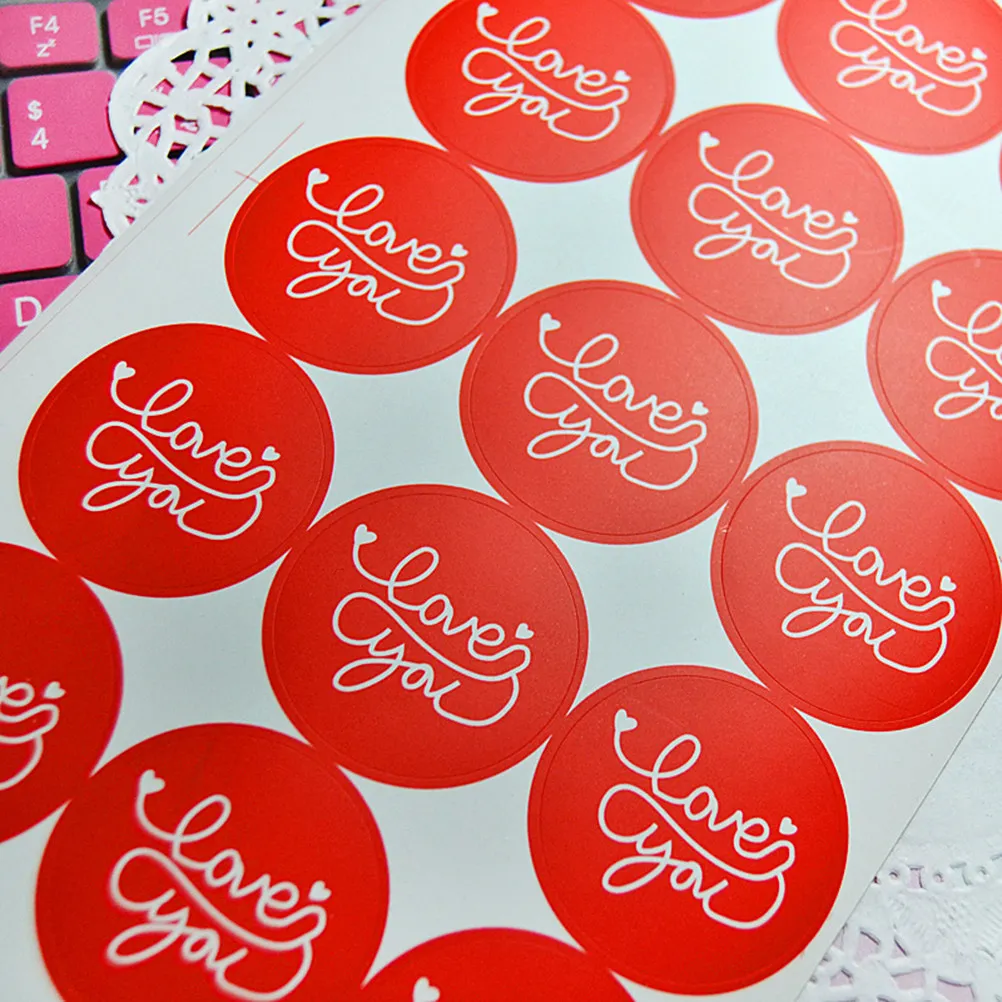 24Pcs Love You Adhesive Round Decorative Stickers 4Cm Diameter for Wedding Anniversary Gift Decoration Sealing Mason Jars Wine