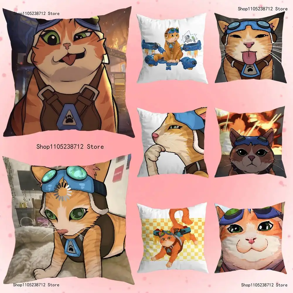 

Game O-Over-watch Jetpack cat Pillow Covers Cartoon Sofa Decorative Home Double-sided Printing Short Plush Cute Cushion Cover