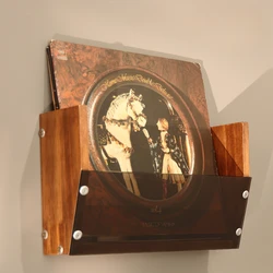 Wall-mounted Solid Wood Vinyl Record Storage Rack Retro Cafe 12 Inch LP Display Stand Simple Large Capacity CD Box