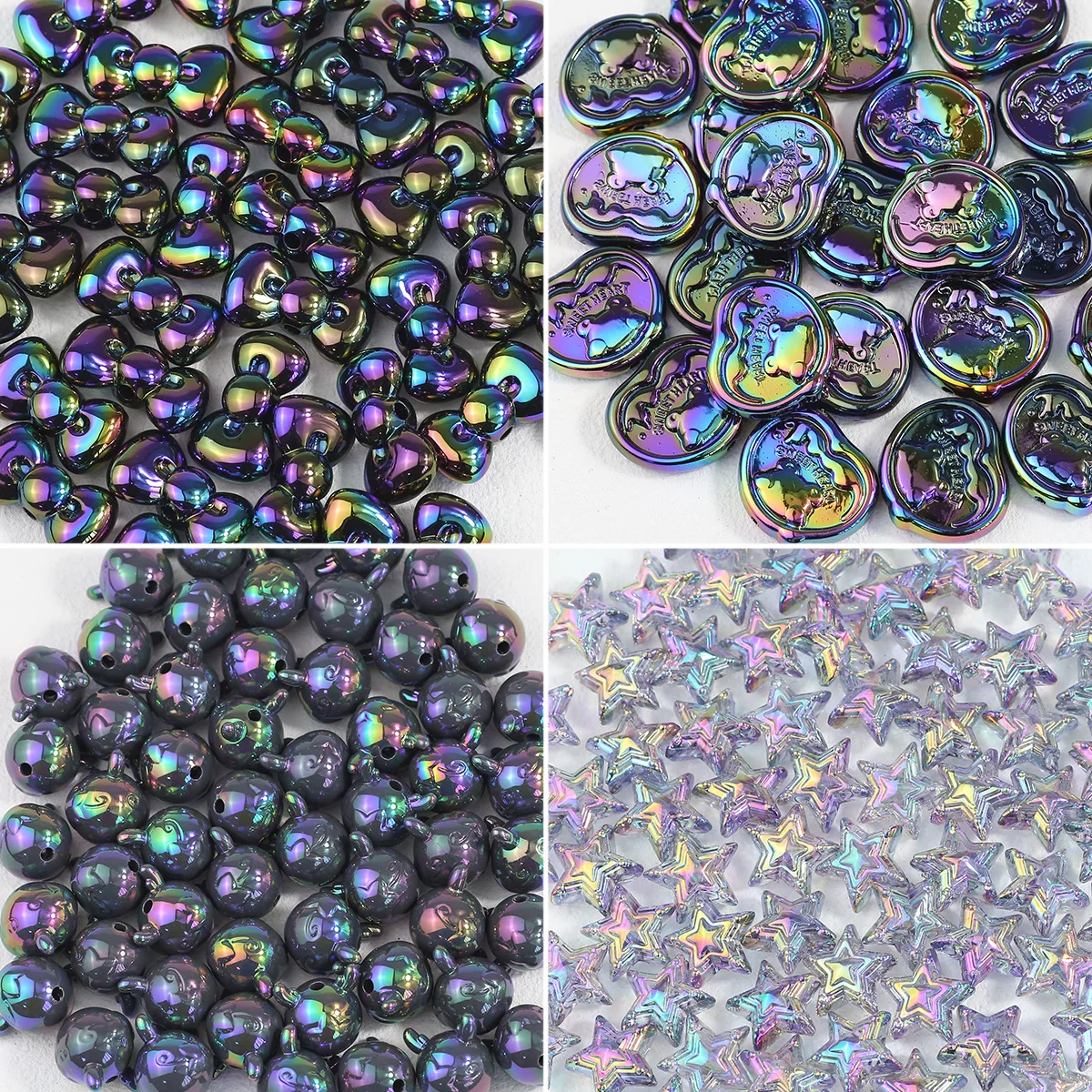 Verschiedene Stile Dazzle Acryl Schwarz Bunte Spacer Lose Perlen 12-30mm Für Schmuck Machen Armband DIY Ohrringe Zubehör