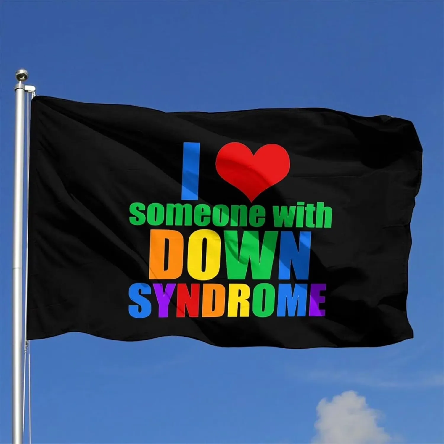 I Love Someone With Down Syndrome Awareness Polyester Flag Outdoor Yard Banner