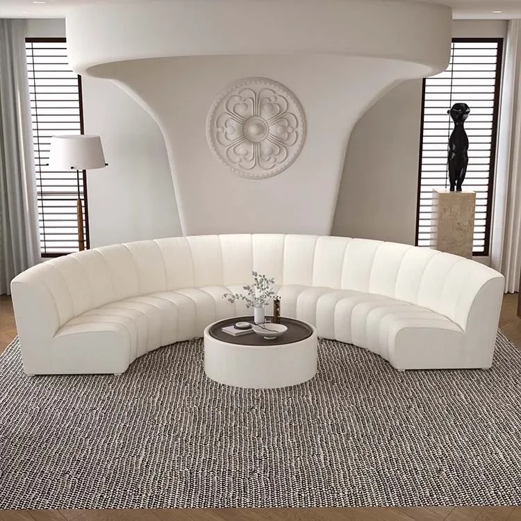 Custom High-end Modern Living Room Curved Modular Sofa Italian Design Sectional Curved C Shaped Couch Fabric For Villa