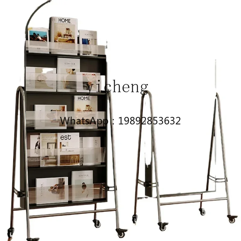 

ZZZXL Movable Full Body Mirror Living Room Bedroom Home Floor Mirror Magazine Shelf Book Shelf Dressing Mirror