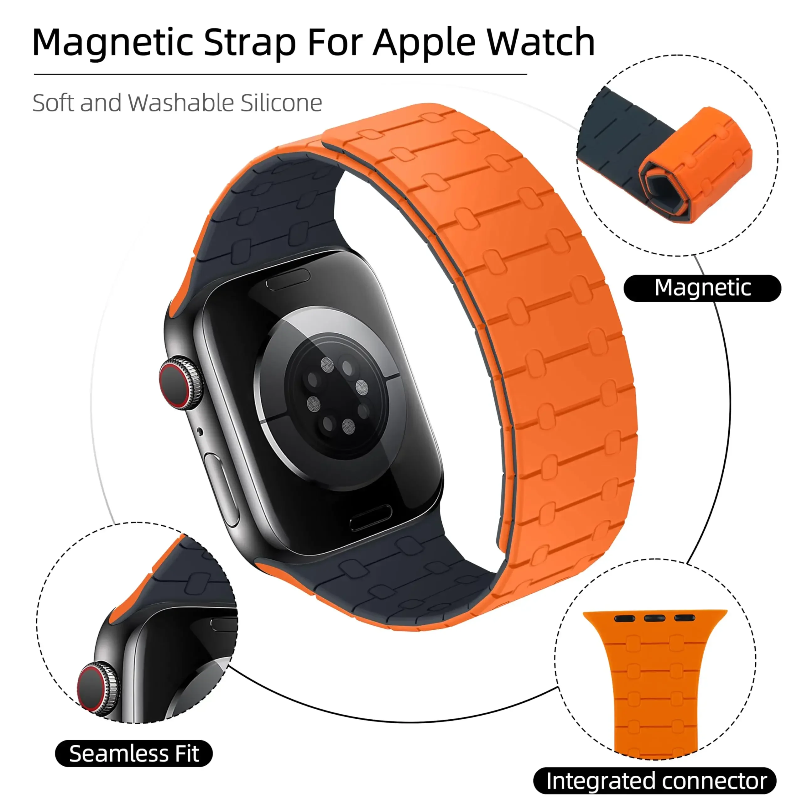 Силиконовый магнитный ремешок для Apple Watch Band Ultra2 49 мм 44 40 мм 42 мм 46 45 мм Браслет для IWatch Series 10 9 8 7 6 SE 5 4 38 мм