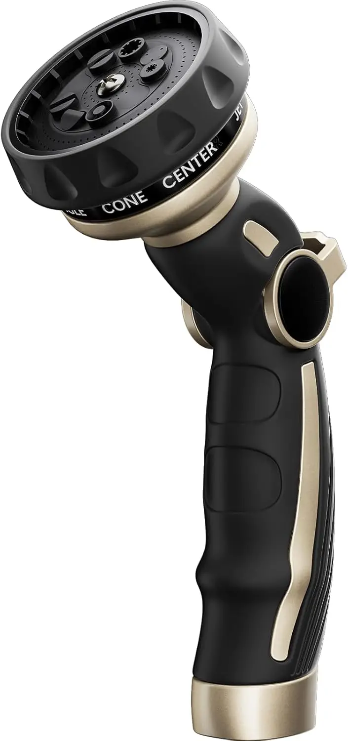 

Насадка для шланга усиленная, металлический распылитель для садового шланга, 9 режимов распыления | Высокое давление | Управление потоком с помощью большого пальца