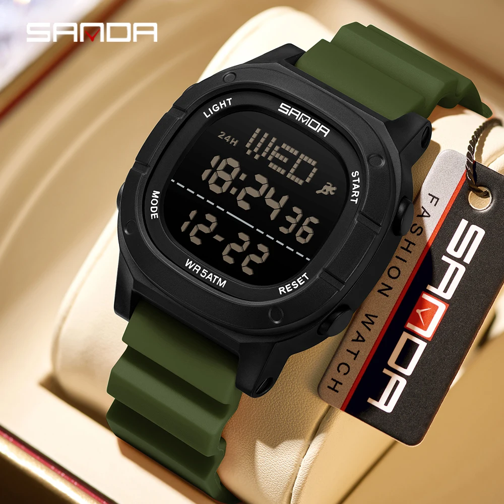 

Мужские электронные часы SANDA 2026: Новинка, модные, с будильником, таймером, календарем, ударопрочные, для спорта и отдыха, цифровые