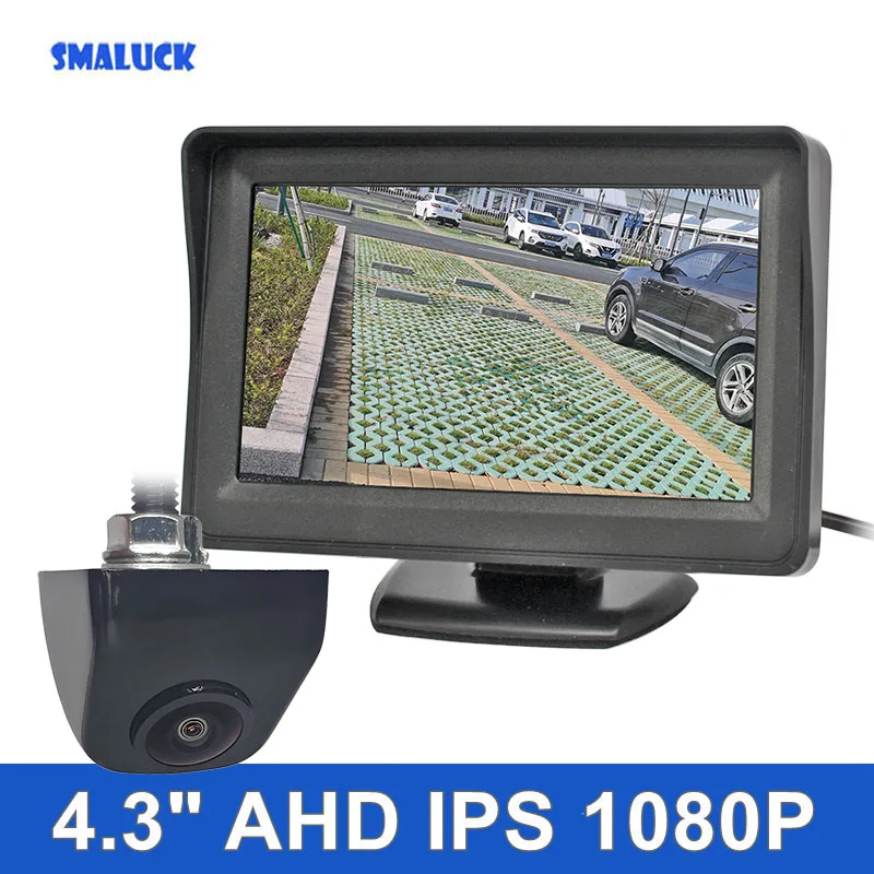 SMALUCK 1920x1080 4.3inch AHD IPS Rear View Car Monitor Backup Monitor Starlight AHD Reverse Car Camera for SUV MPV RV