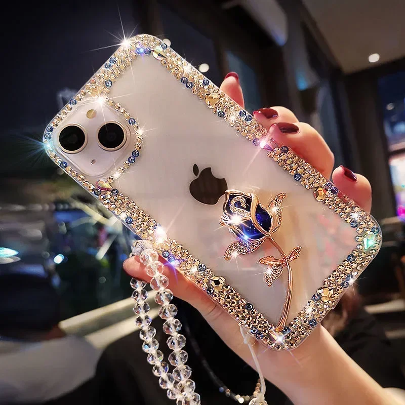 

Hot Glitter Rose Bling Diamond Cases For Samsung GalaxyA30 A50 A70S A22 A32 5G A52 A71 4G A51 A72 A73 A53 A33 Rhinestone Cover