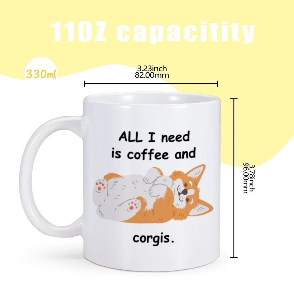 Cute Corgi Coffee Mug Ceramics Camping Cup 11oz Home Tea Cup Dog Lover Birthday Water Mugs Gift Pembroke Welsh Corgis Owner Cups