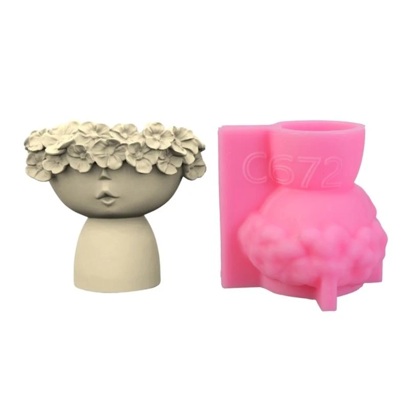 

DIY Flower Pots Mold Silicone Concrete Mold Little Girl Vase Molds for Garden