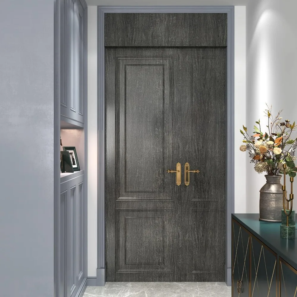 ورق جدران قابل للتقشير واللصق من الخشب الرمادي المزخرف المقاوم للماء للمطبخ، مقاس واسع 32 × 354 بوصة