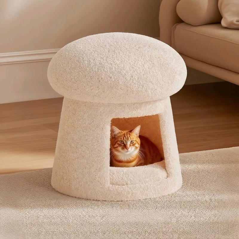 Mushroom Vanity Seat Cream Style - Luxury Trendy Makeup Chair for Bedroom, High End Dressing Ottoman, Popular Big Home Stool