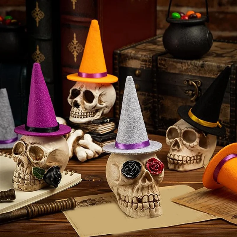 Mini Witch Halloween Chapéus, Feltro Chapéus, Decoração Garrafa De Vinho, 4 cores, 23 pcs