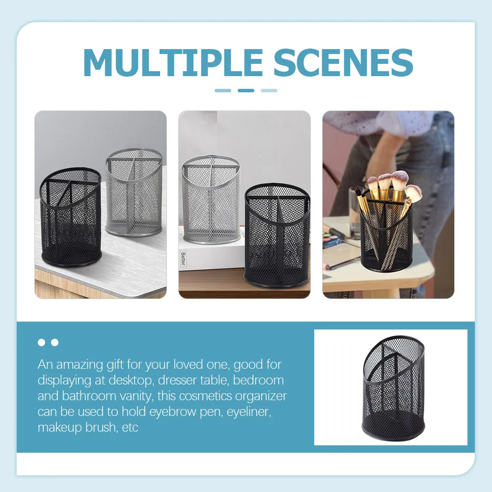 2Pcs Stylish Mesh Wire Pen Holder Pencil Cup Makeup Brush Organizer Holder Desk Organizer for Eyeliner Eyebrow Pen