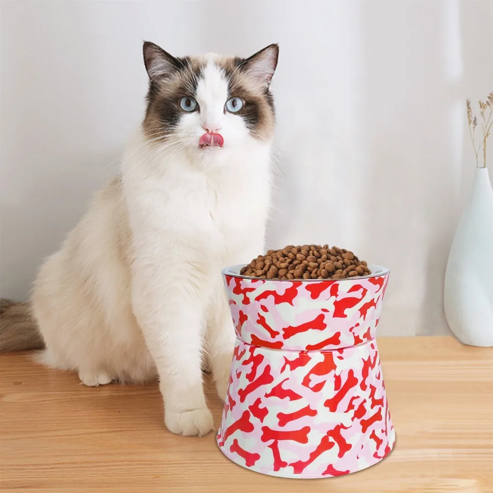 

6" Anti-Vomiting Stainless Steel Pet Bowl for Small and Medium Dogs and Cats - Non-slip, Modern Design with Spine Protection