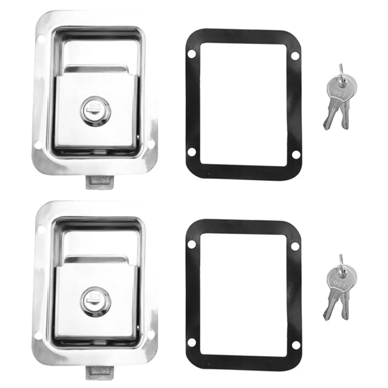 2Set Paddle Slam Latch With Lock Key Travel Trailer Lock RV Door Latch Heavy Duty Flush Mount Handle Latch