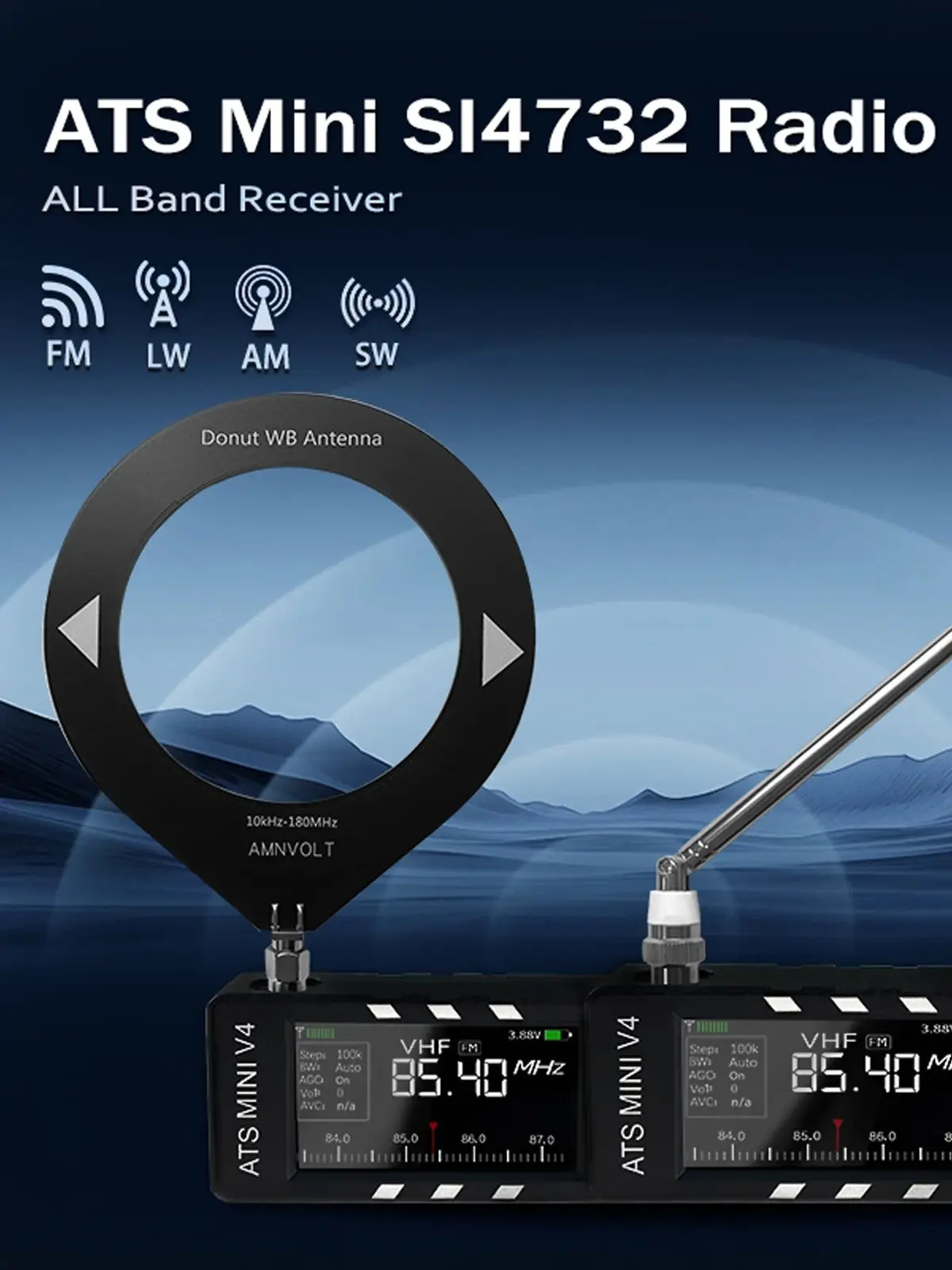 AMNVOLT V4/V3S ATS MINI SI4732 Radio ALL Band DSP Radio FM AM SSB LSB USB-ontvanger, ingebouwd Hi-Z hoofdtelefoonversterkercircuit - afbeelding 2